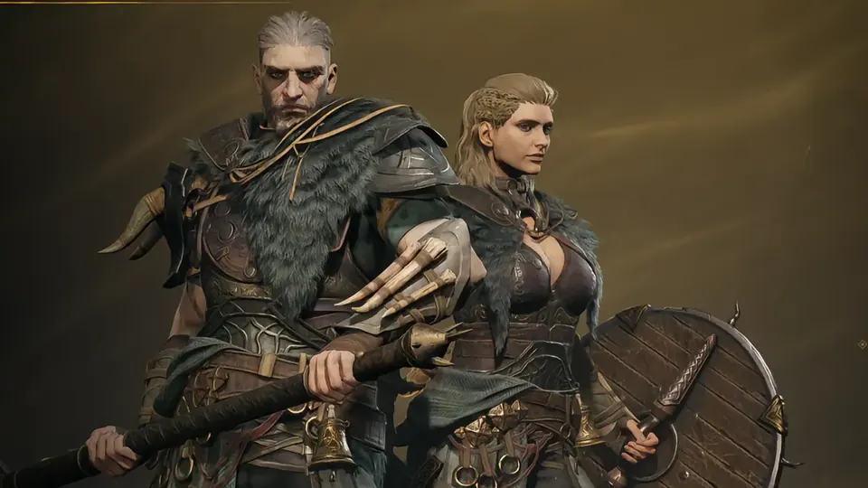 Mercenary character models on the Mistfall Hunter class selection screen