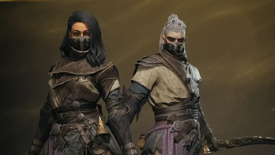 Shadowstrix character models on the Mistfall Hunter class selection screen
