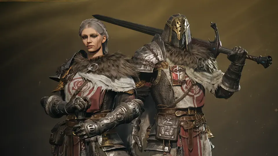 Withered Knight character models on the Mistfall Hunter class selection screen